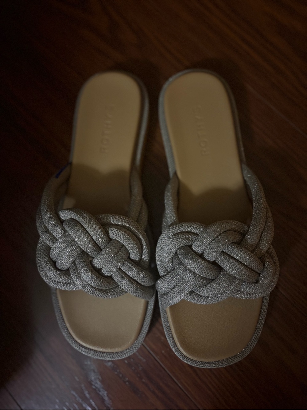 Women’s Rothy’s silver Braided Knot Slide Sandals - Taupe